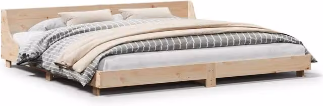 Berkfield Home Solid Wood Pine Bed Frame in Natural, W/D/H: 200 x 200 cm – 1