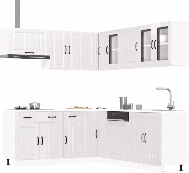 Berkfield Home Lucca 11 Piece Gloss White Modern Kitchen Cabinet Set