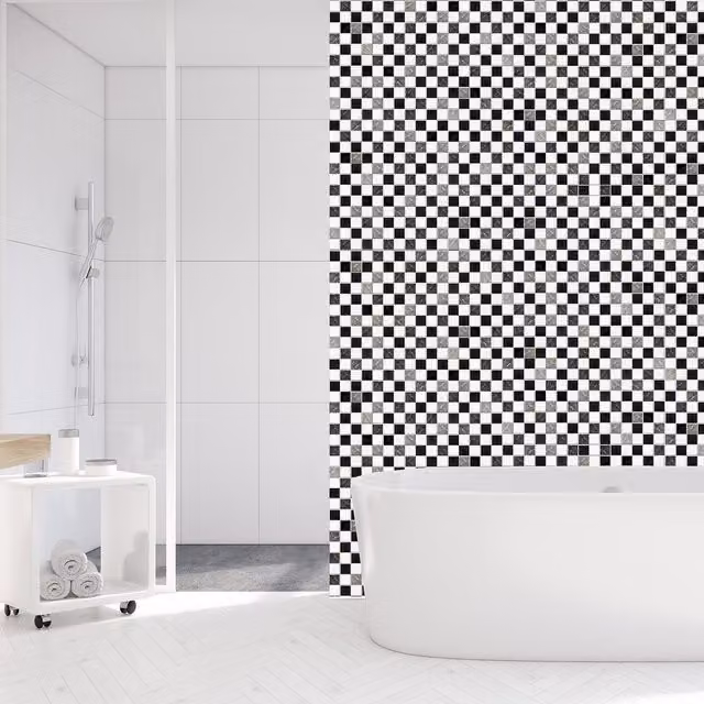 Walplus Wall Tile Stickers in Black, Grey and White, 24 Pack