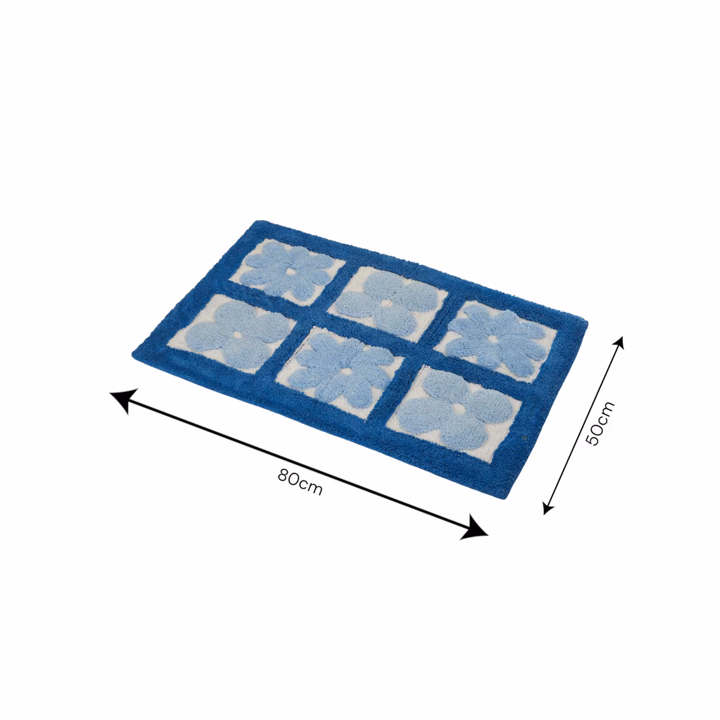 Showerdrape Fiore Blue Floral 100% Cotton Anti-Slip Bath Mat W: 80 cm, D: 50 cm – 2
