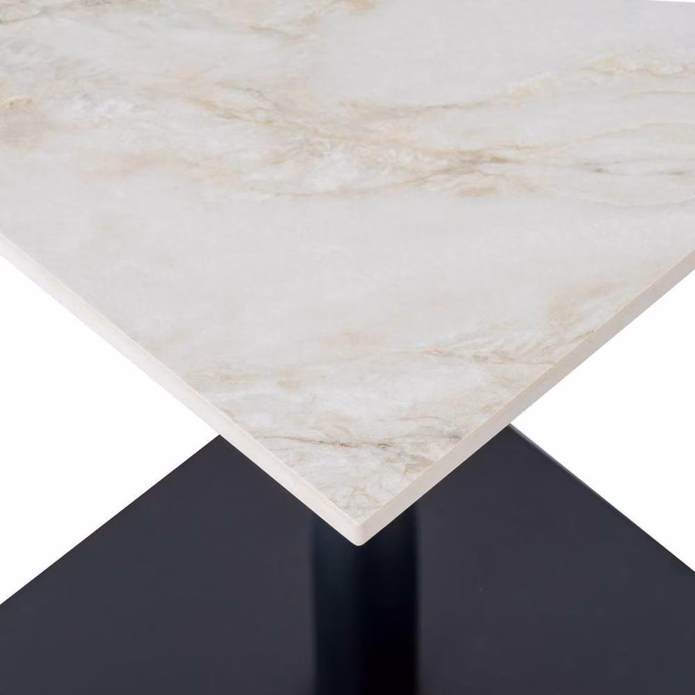 Lemon Pavilion Furniture and Decor Romanby Stone Square Dining Table in White Metal, W60 x D60 x H78 cm – 2