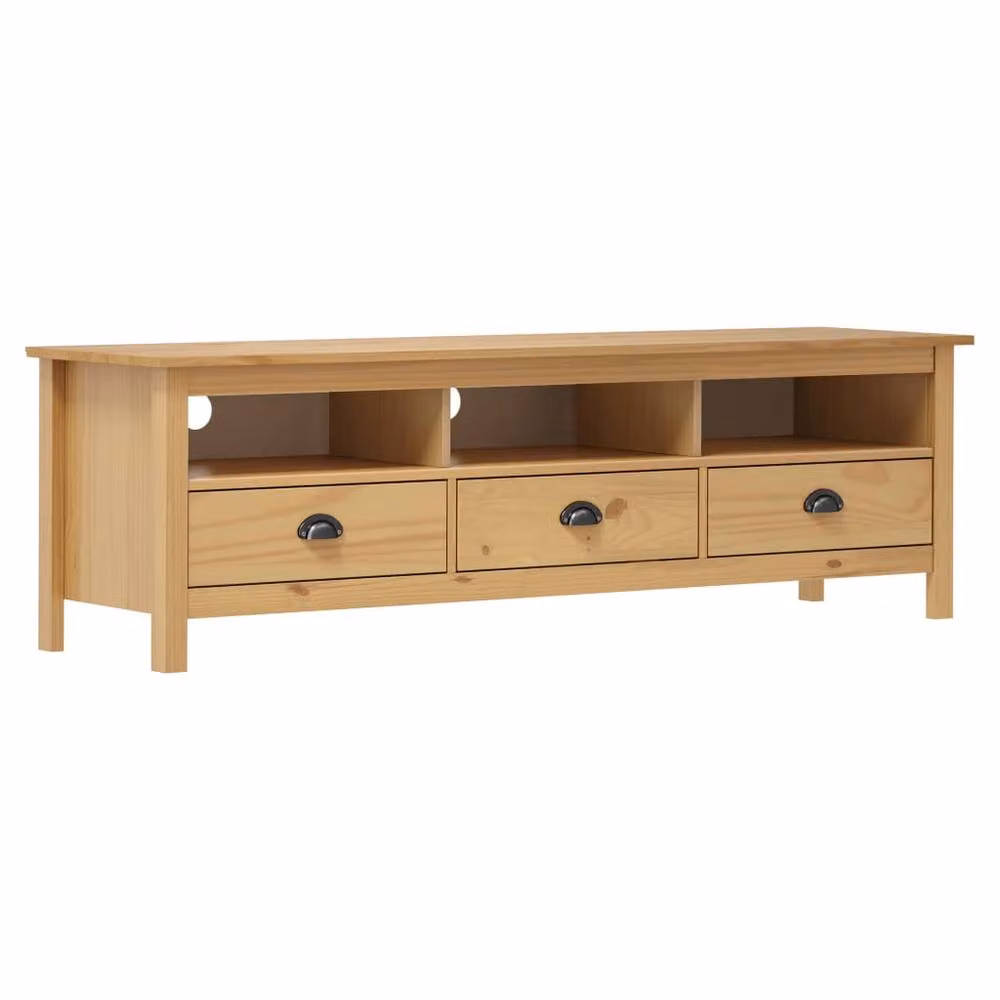 Berkfield Home Hill TV Cabinet in Honey Brown Solid Pine Wood, W: 158 cm, D: 40 cm, H: 47 cm – 2