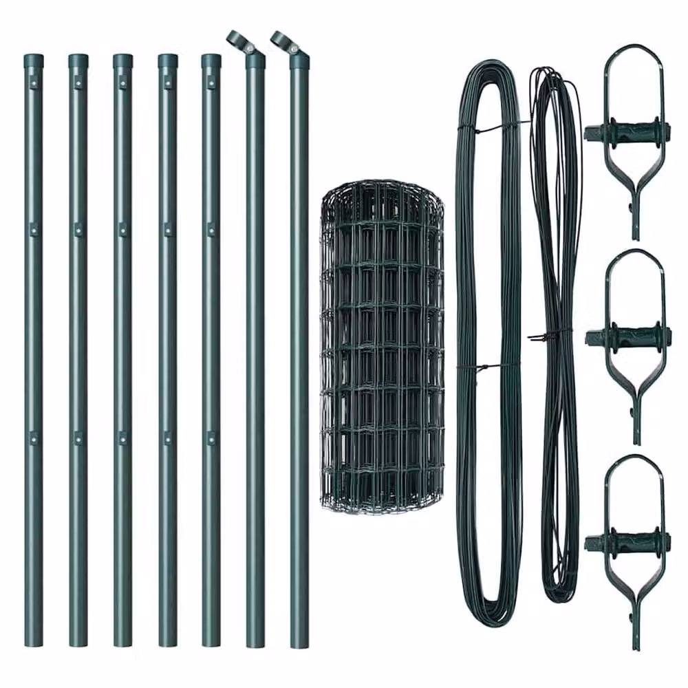 Berkfield Home Green Euro Fence with 7 Posts, Powder-Coated Galvanised Steel, 0.8 x 10 m – 4
