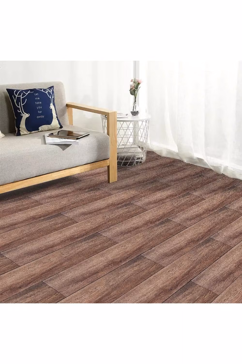 Living and Home 14-piece Walnut Wood Grain SPC Click-Lock Vinyl Flooring, 3.12 m2 – 2