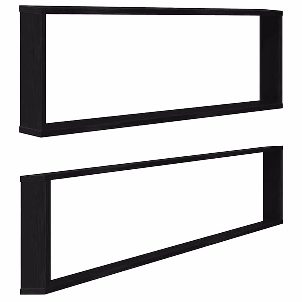 Berkfield Home Wall Mounted Cube Shelves, 2 Piece Black Oak MDF, W: 100 cm, D: 30 cm, H: 15 cm – 2
