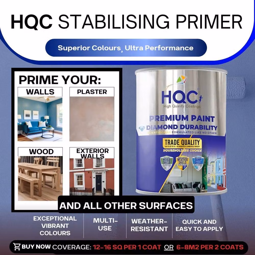 HQC Paints Solvent Based Stabilising Primer in Transparent, 5 l – 1