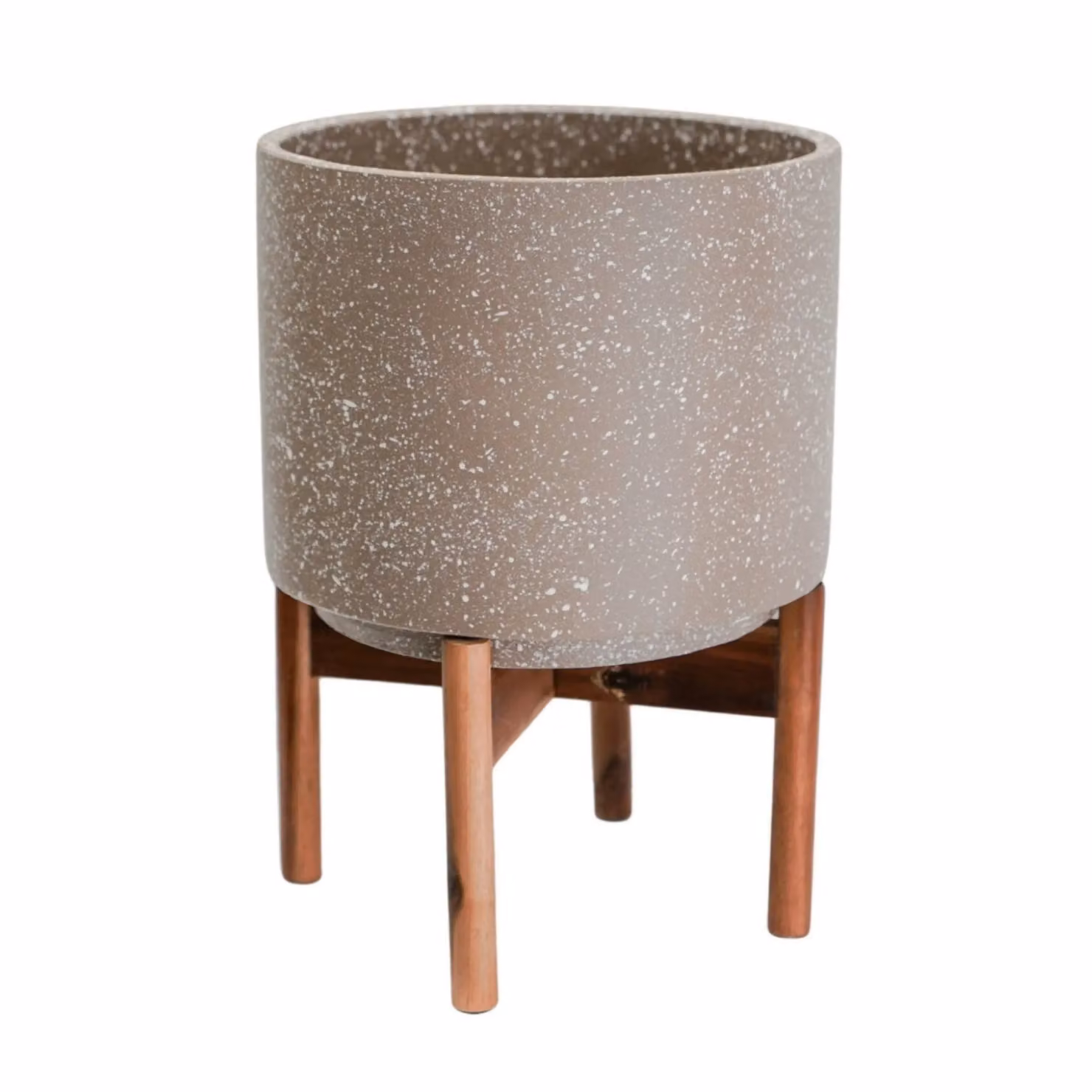 Ivyline Valetta Caramel Speckled Ceramic Planter with Stand, Light Beige, H33 x D24 cm – 2