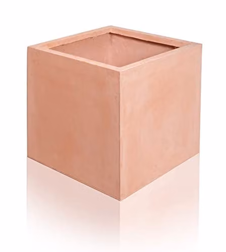 Primrose Terracotta Cube Planter Tub, Brown and Orange, W/D/H: 23 x 23 x 23 cm