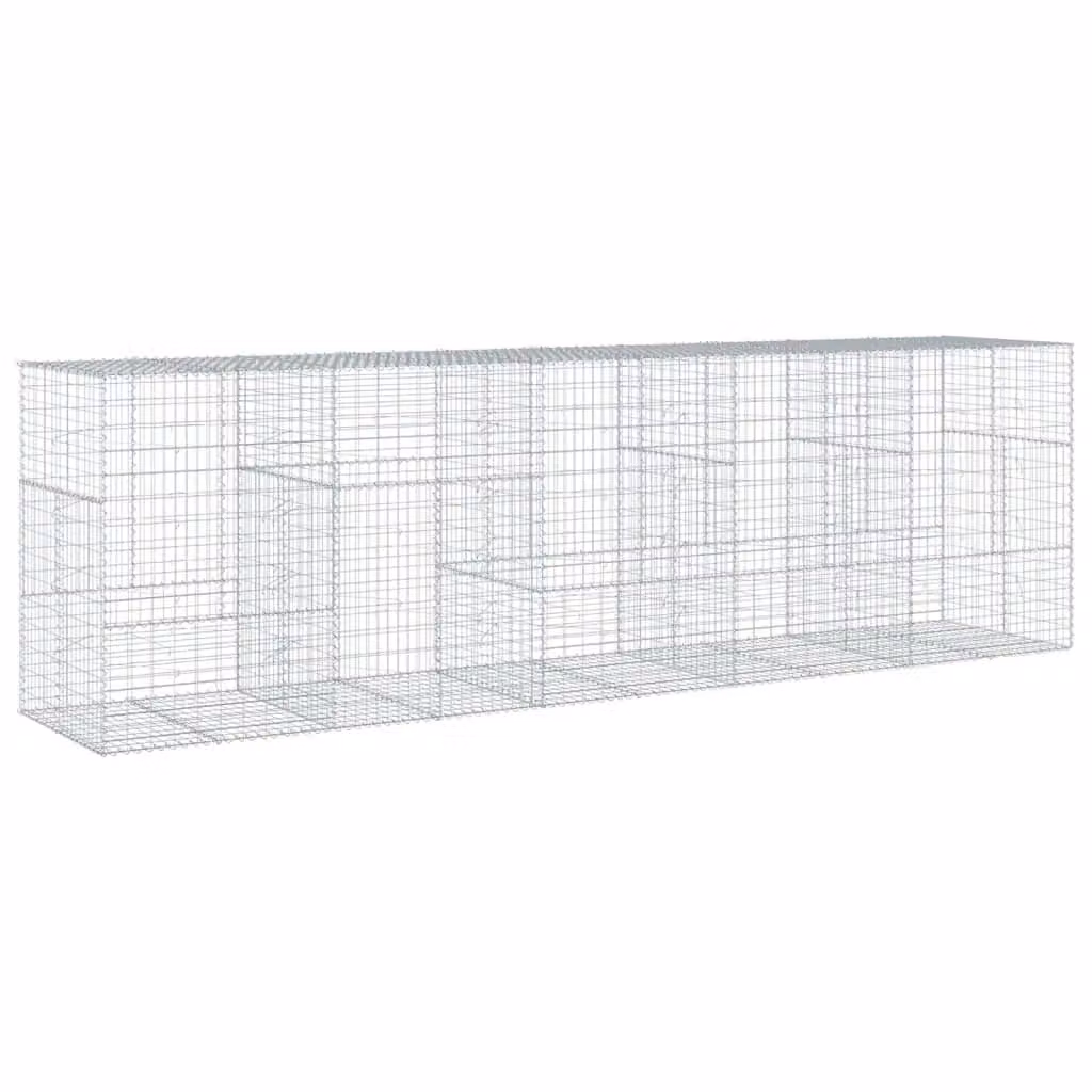 Berkfield Home Silver Galvanised Steel Rectangular Gabion Basket with Cover, W/D/H: 500 x 100 x 150 cm – 2