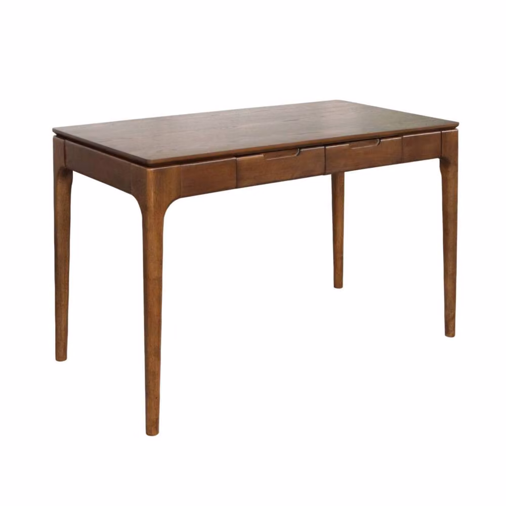 sweeek Modern Writing Desk with Ash Veneer and 2 Drawers in Dark Brown, W/D/H: 120 x 60 x 76 cm – 2