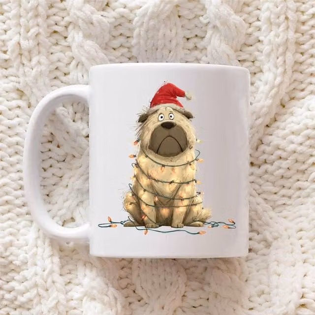 60 Second Makeover Chow Chow Christmas Lights Ceramic Mug in White – 1