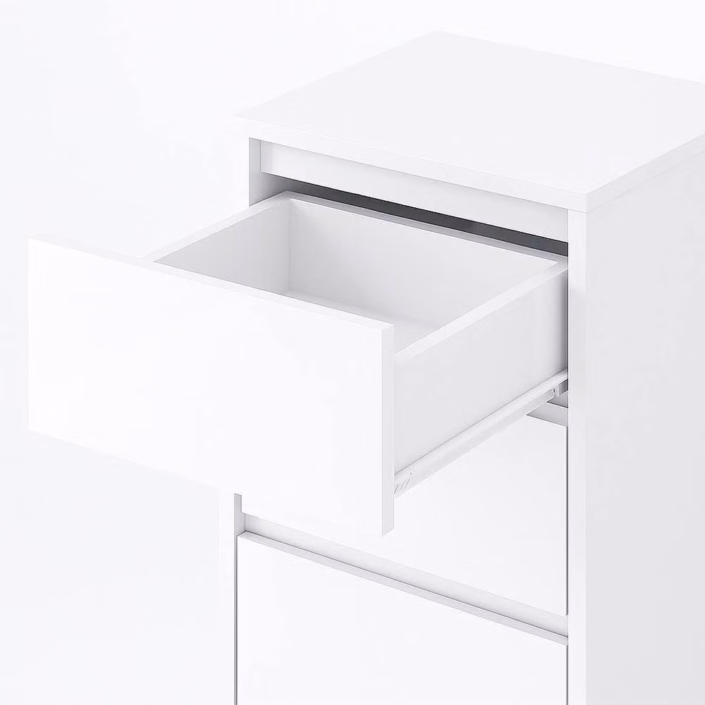 Harmin Handleless High Gloss 4 Drawer White Chest of Drawers H: 99 cm, W: 40 cm – 3
