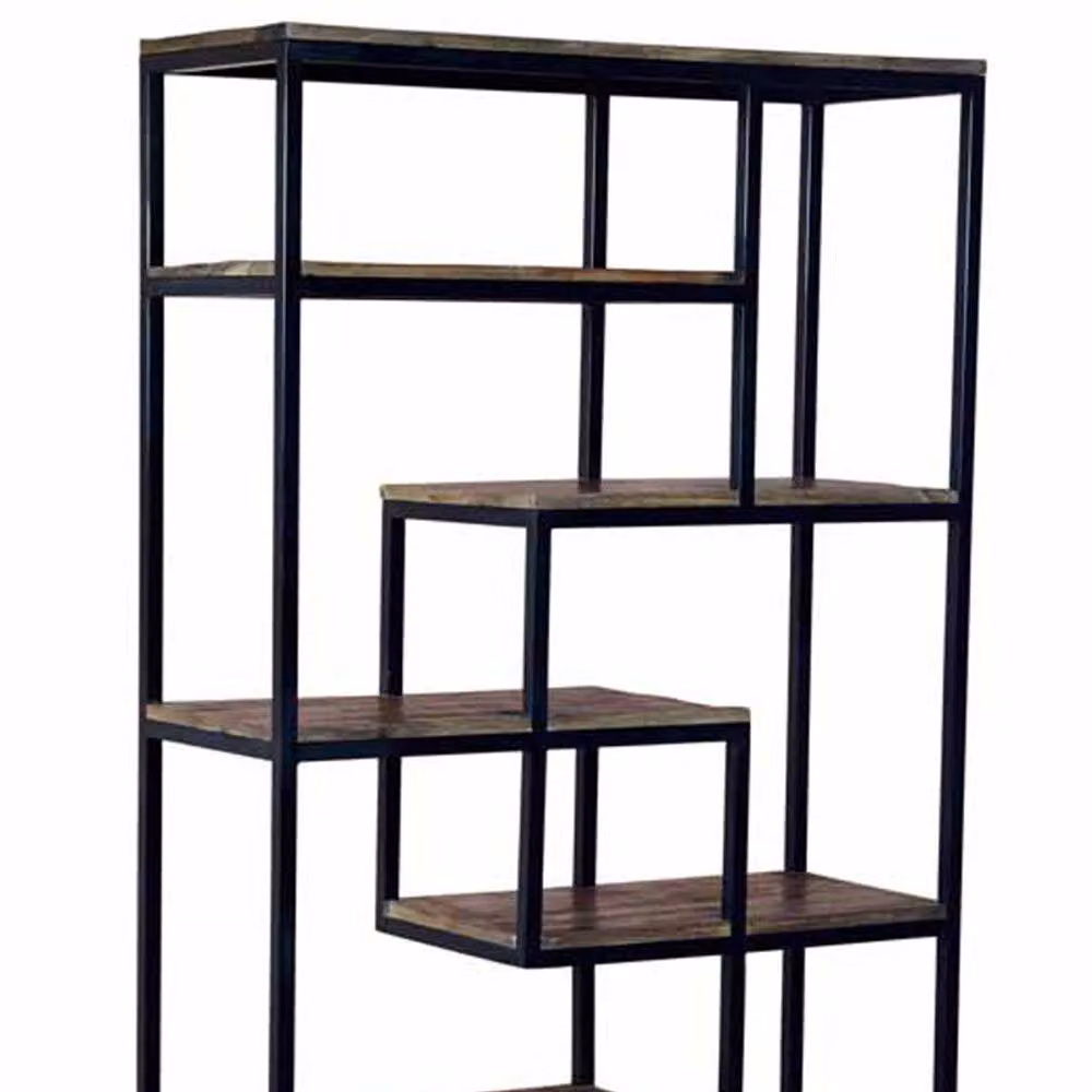 Lemon Pavilion Industrial Multi Shelf Unit in Black and Brown, W: 110 cm, D: 40 cm, H: 203 cm – 2