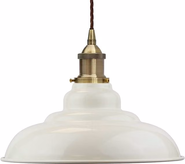 SE Home St Edmund's Clay White Pendant Light with Antique Brass and Brown Twisted Details