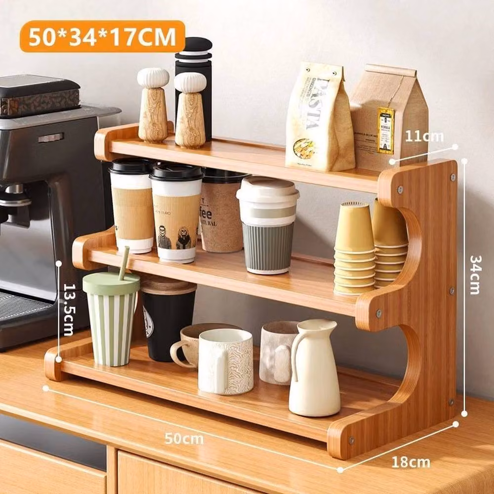 Kelvenix 3 Tier Tabletop Cup Storage Rack Display Shelf in Brown – 2