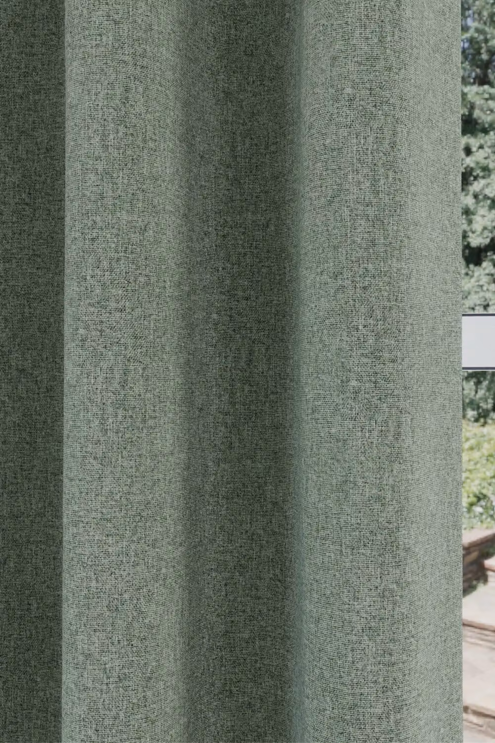 Enhanced Living Green Linen Look 100% Blackout Thermal Curtains with Eyelets, Pair of 2 – 2