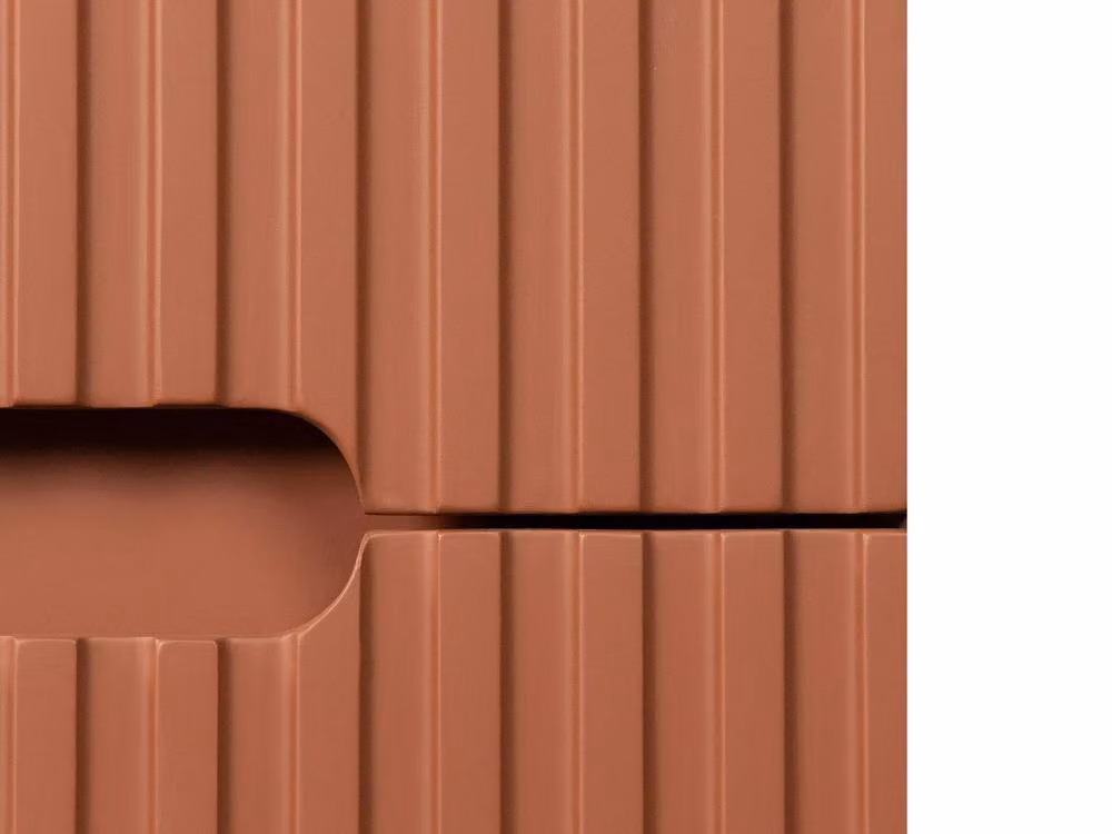 Vente-unique Wall-Hung Bathroom Vanity Unit with Inset Ceramic Basin in Ribbed Terracotta, W: 120 cm, D: 45.5 cm, H: 55 cm – 3