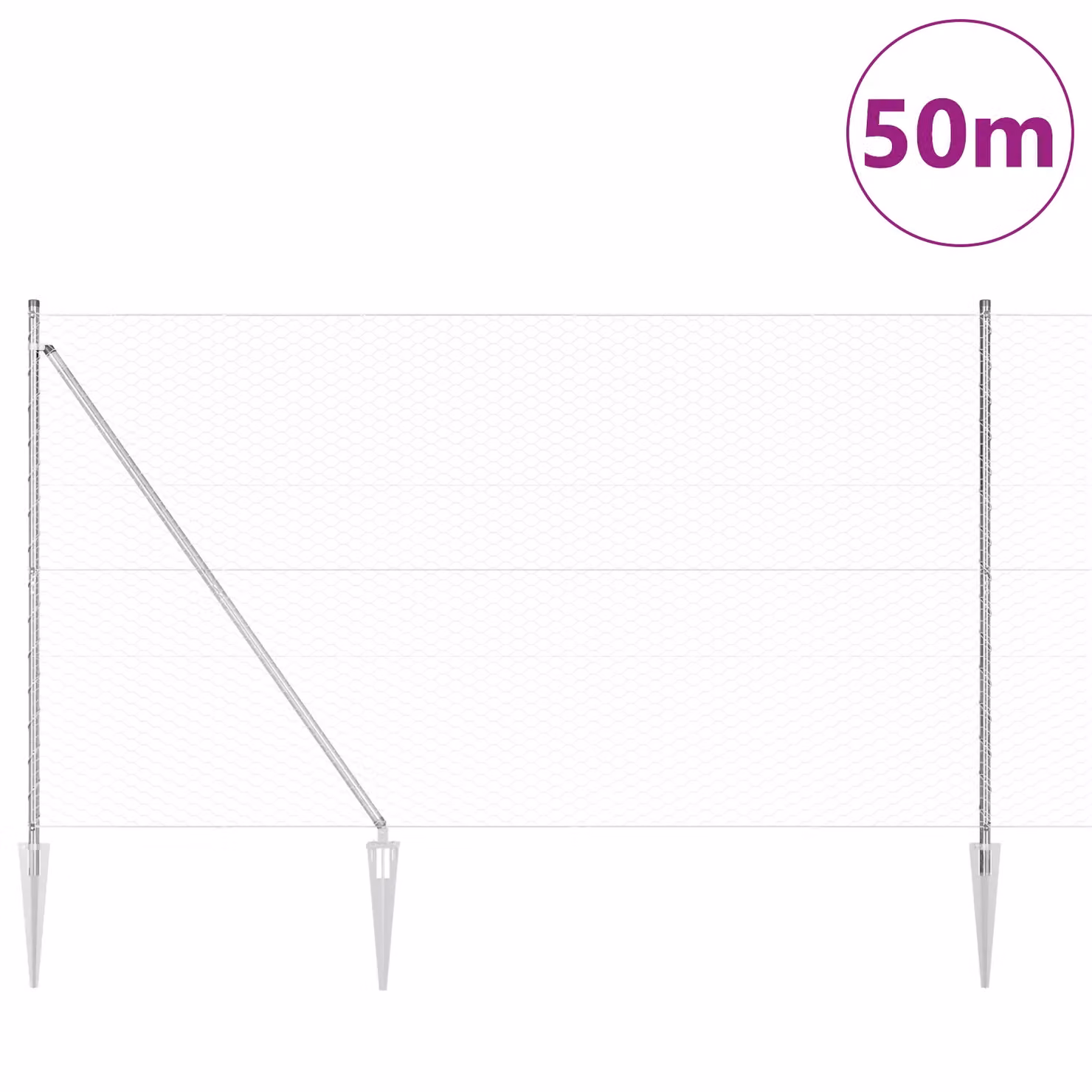 Berkfield Home Silver Galvanised Steel Hexagon Fence, H: 150 cm x W: 50 m – 2
