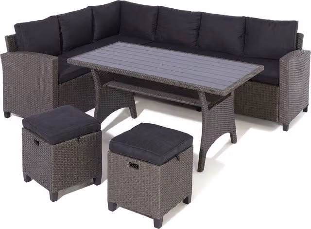 Rowlinson Devesa Corner Rattan Dining Set in Grey