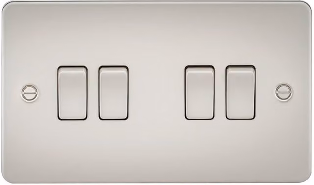 Knightsbridge Pearl Flat Plate 10AX 4G 2-Way Switch