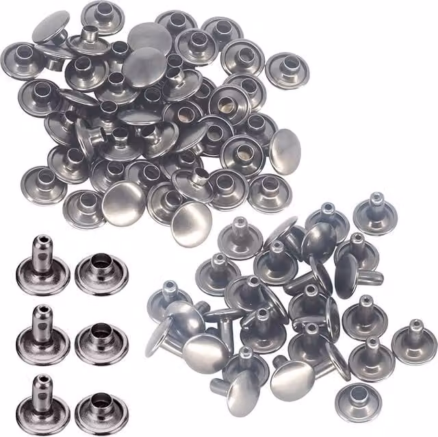 Neel Blue 12mm Double Cap Rivet Tubular Metal Studs in Dark Grey, 100pcs – 1