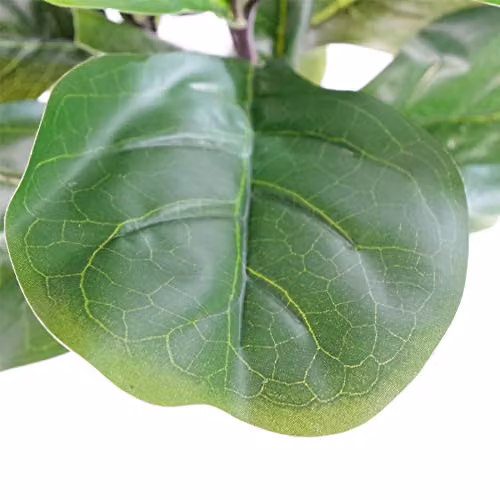 Leaf Design UK Large Artificial Fiddle Fig Tree Ficus Lyrata in Green with Black Plastic Pot, Height: 90 cm – 3