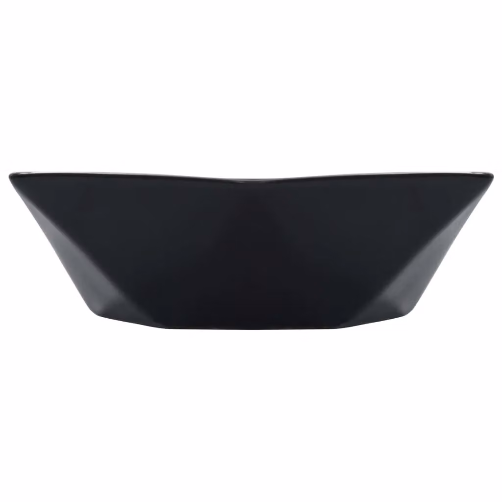 Berkfield Home Asymmetric Ceramic Countertop Wash Basin, Black, W: 41 cm, D: 36.5 cm, H: 12 cm – 3