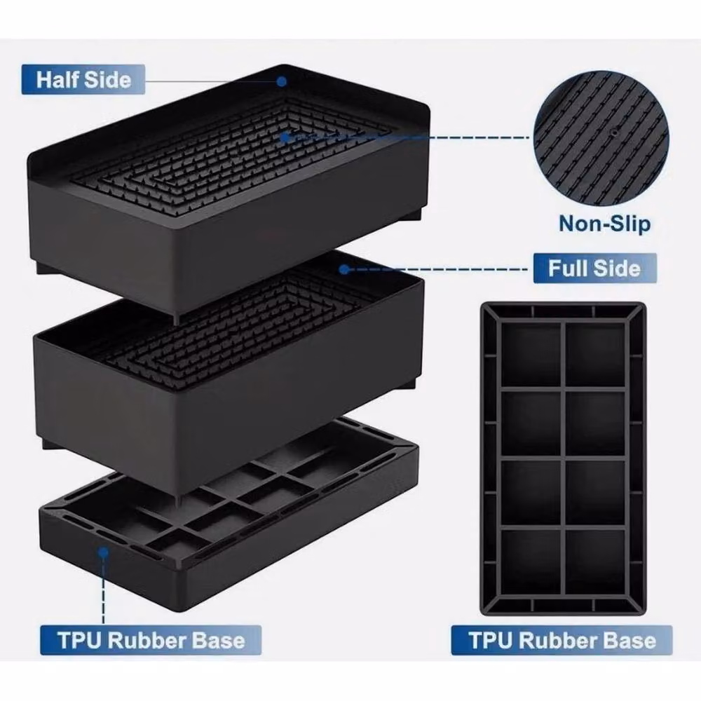 SPETLEK 4x Heavy Duty Rectangle Bed Chair Risers in Black – 4