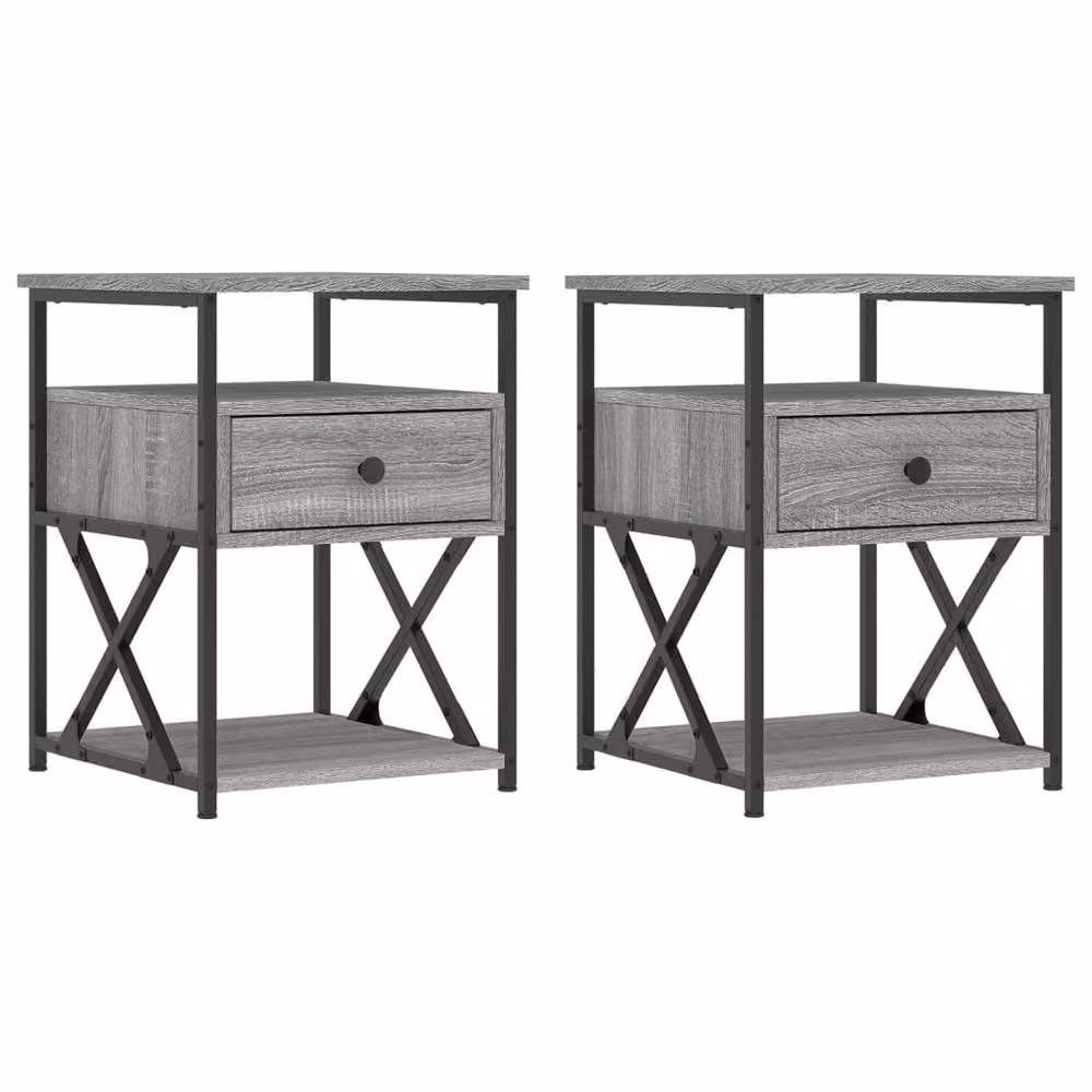 Berkfield Home Set of 2 Grey Sonoma Bedside Cabinets, W/D/H: 40 x 42 x 55 cm – 3
