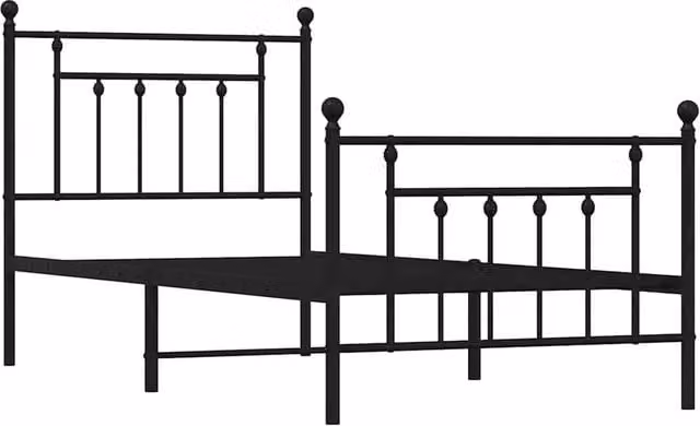 Berkfield Home Metal Bed Frame with Footboard, Black, W: 80 cm, L: 200 cm