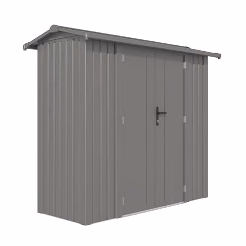 Rowlinson Brentvale 8x4 Premium Apex Metal Shed in Grey with Double Doors and Foundation Kit – 2