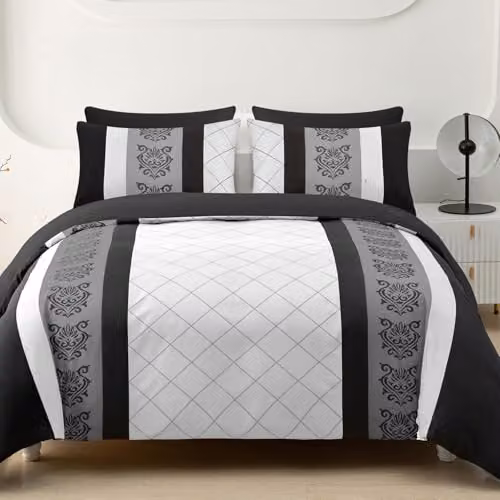 Lazzaro Super King 3-Piece Microfibre Duvet Set in Black with Zipper Closure