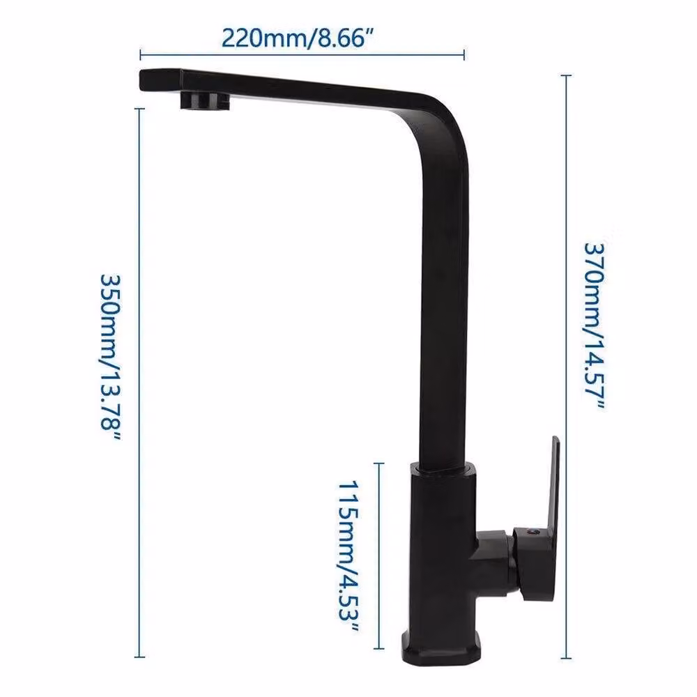 FLAVORA Matt Black Single Lever Kitchen Sink Mixer Tap with Swivel Spout – 2