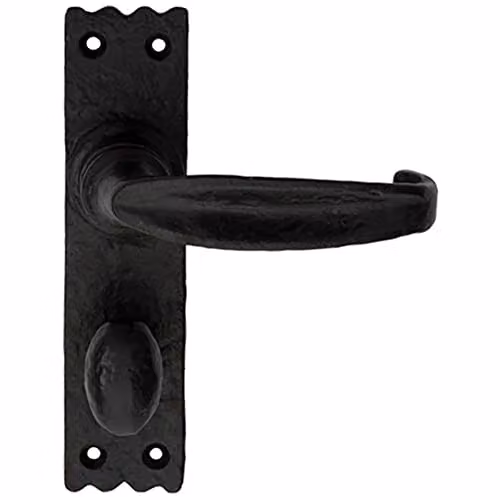 Loops Pair Creased Style Lever on Slim Bathroom Backplate, Black Antique, 156 x 38 mm – 1