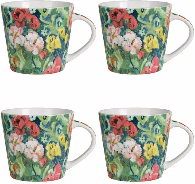 Designers Guild Set of 4 Multicolour Floral Porcelain Mugs, 420ml each – 1