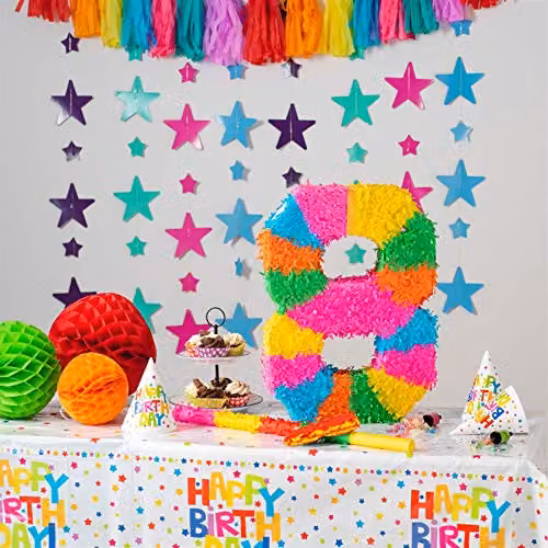 Fax Potato Number 8 Pop-Out Piñata Set with Pink Stick and Blindfold in Pink, Purple and Multicolour – 2