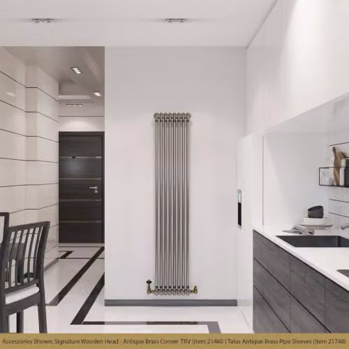 UK Radiators Alpha Raw Metal 2 Column Vertical Traditional Cast-Iron Style Radiator in Silver, H 1800 mm x W 372 mm – 3