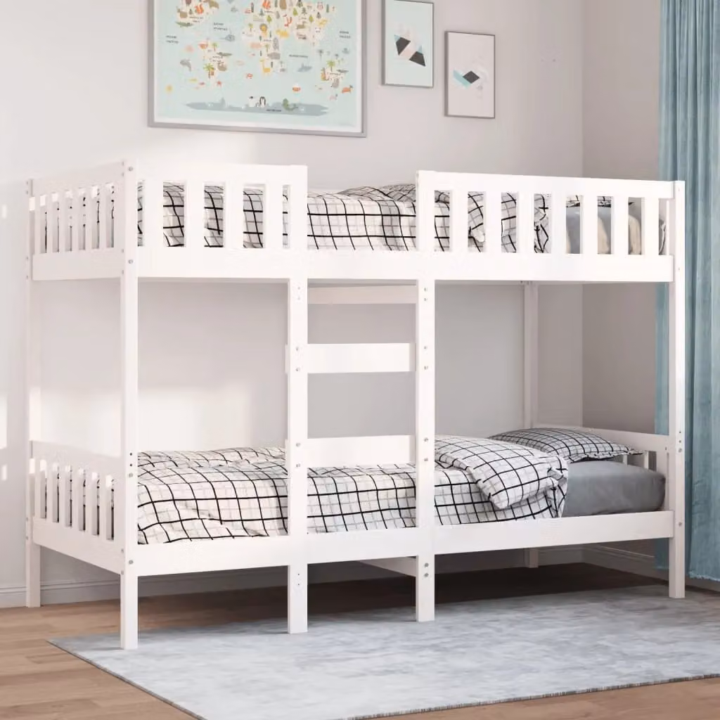 Berkfield Home Two-Level Childrens Bunk Bed in White Solid Pine Wood, W/D/H: 90 x 190 cm – 2