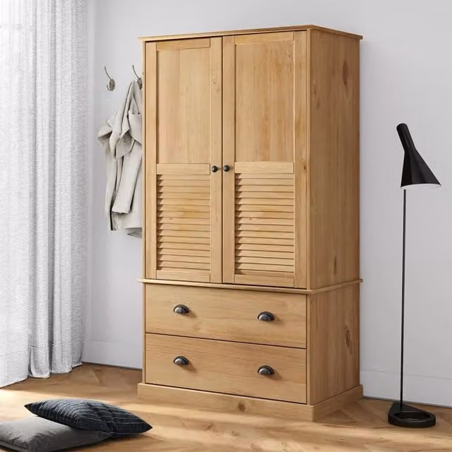 Berkfield Home VIGO Wardrobe in Brown Solid Wood Pine W/D/H: 90 x 55 x 176 cm – 1