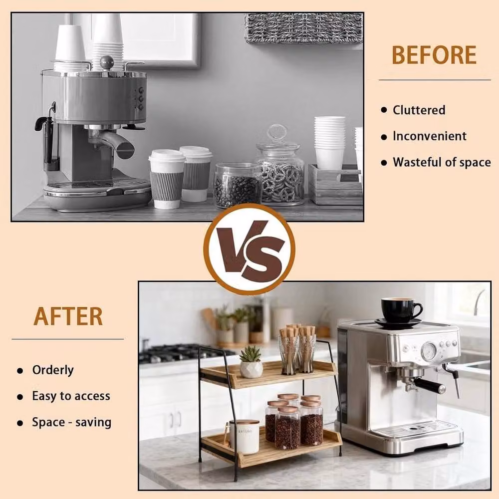 FORGEVIO 2 Tier Industrial Coffee Station Organizer in Brown – 3