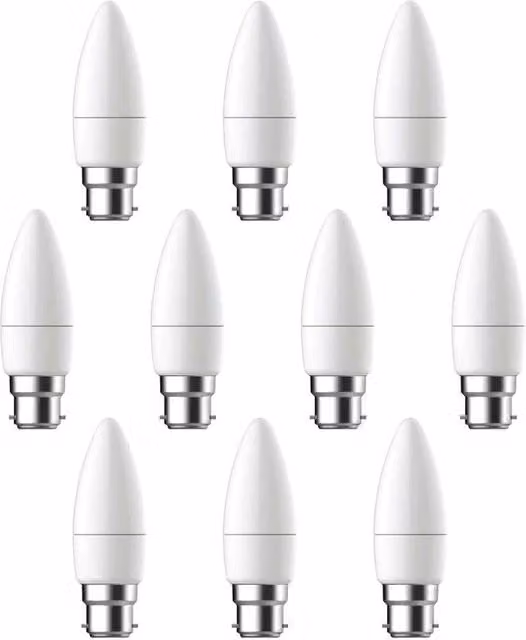 ENER-J Pack of 10 LED Candle Bulbs, 4W, B22 Bayonet Cap, 6000K Cool White