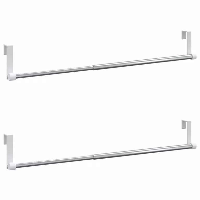 Berkfield Home Aluminium Straight Curtain Rails, 2 Pack, White and Silver, W: 40-60 cm