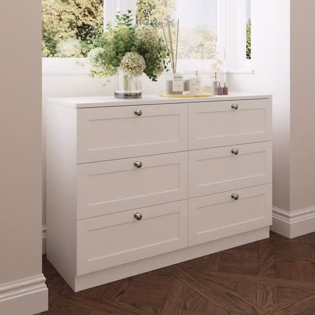 FWStyle Shaker Style 6 Drawer Chest of Drawers in Matt White