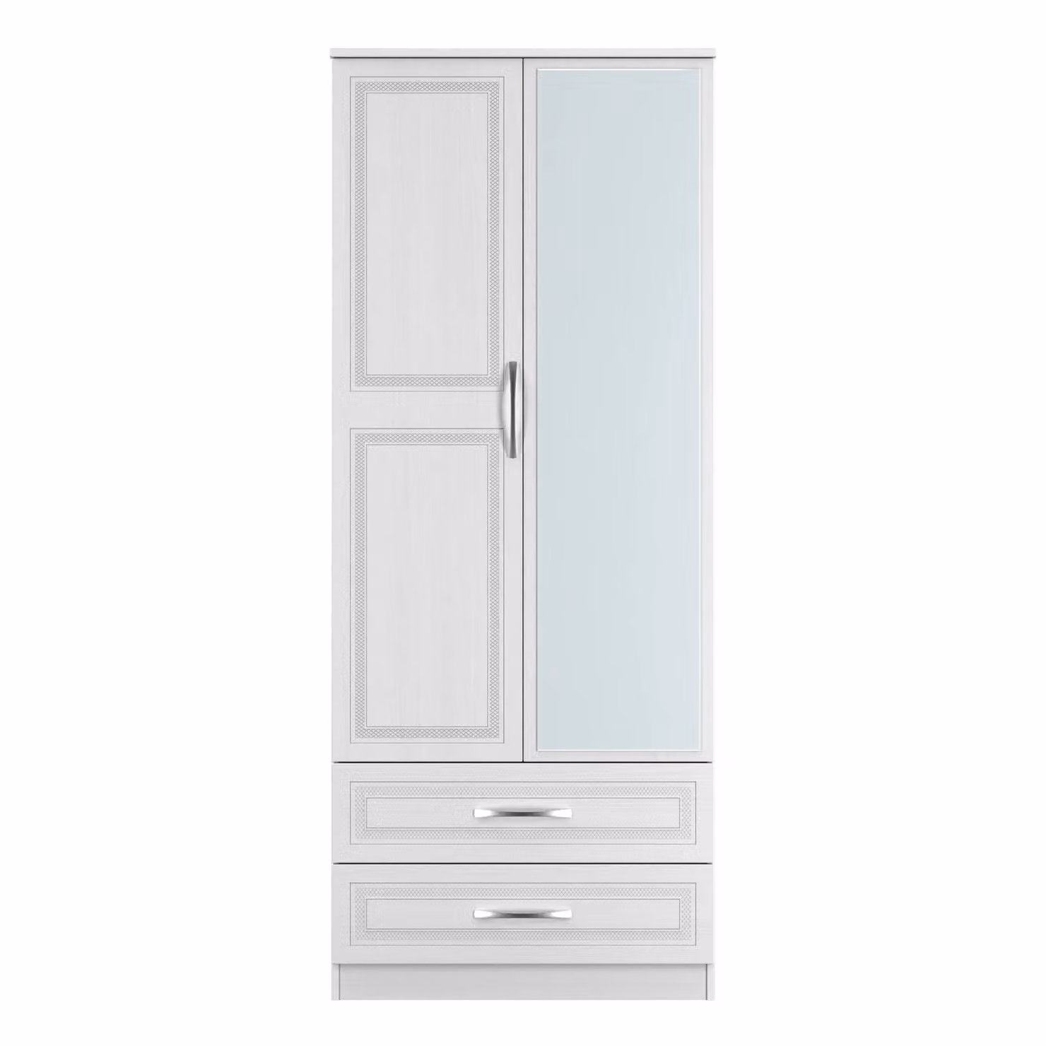 Oxford Ready Assembled 2 Door 2 Drawer Mirrored Wardrobe in White – 2