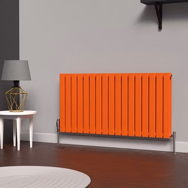 Lux Heat Flat Horizontal Double Steel Radiator in Sunburst Orange, W: 119 cm, H: 60 cm