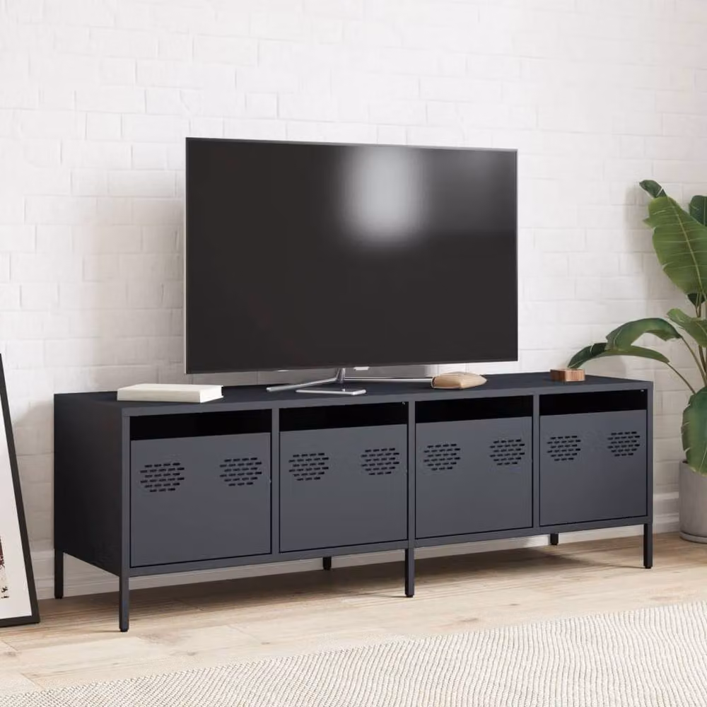 Berkfield Home Anthracite TV Cabinet in Matt Charcoal Metal, W/D/H: 135 x 39 x 43.5 cm – 3