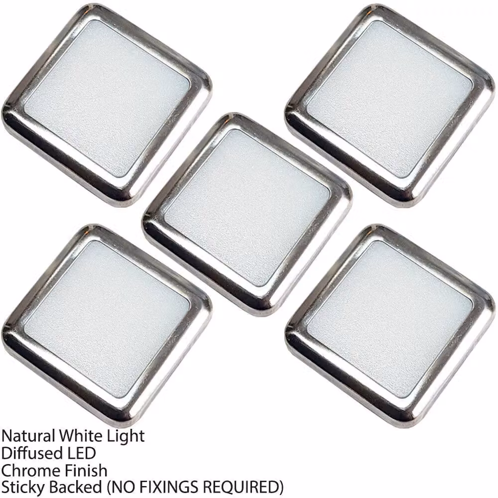 Loops Square LED Plinth Light Kit in Silver with Natural White Spotlights for Kitchen and Bathroom – 3