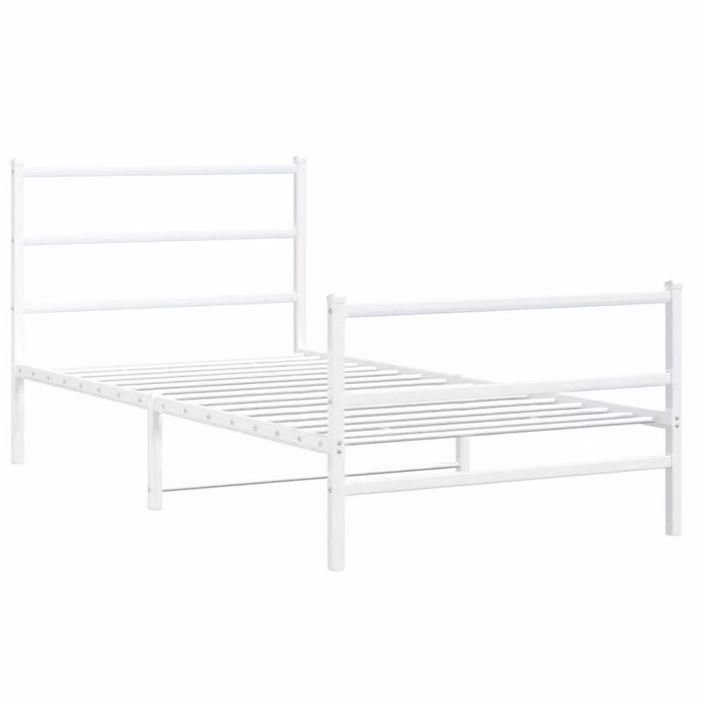 Berkfield Home Metal Bed Frame with Footboard, White, W: 107 cm, L: 203 cm – 3