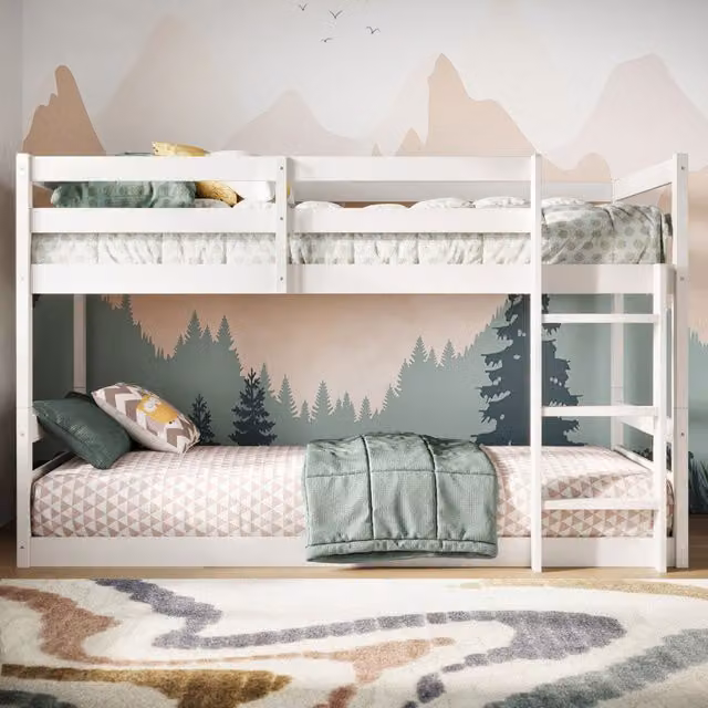 Rest Relax Saturn Low Bunk Bed in White, 90 x 190 cm