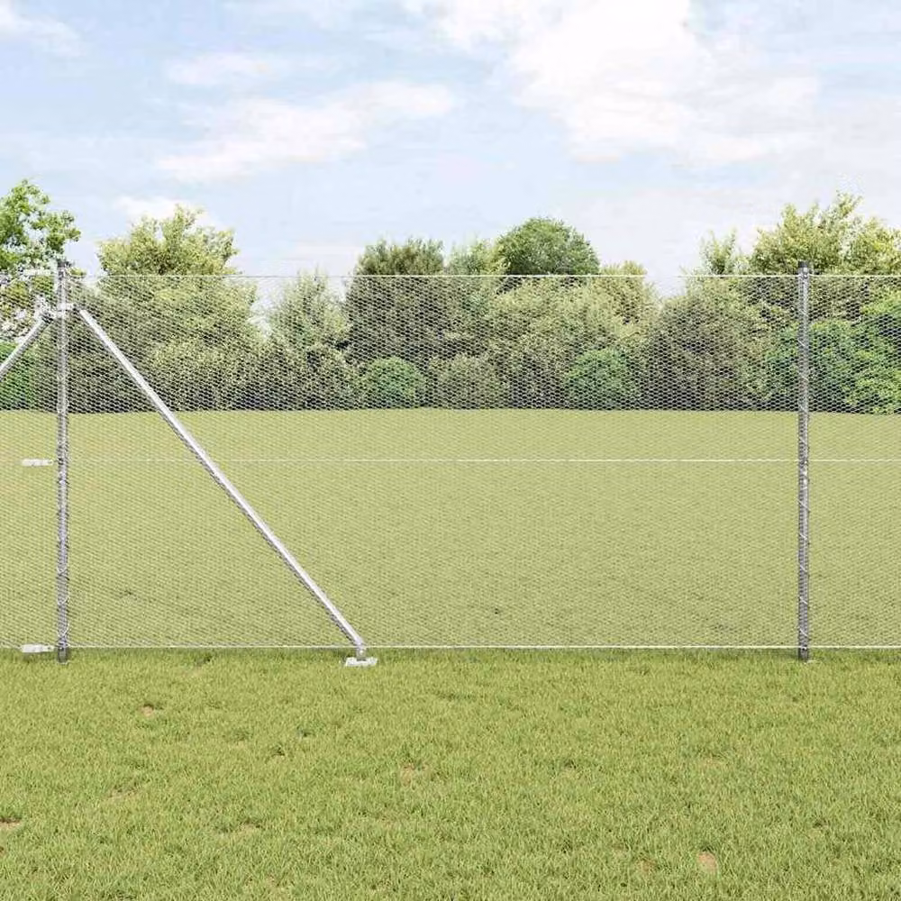 Berkfield Home Hexagon Fence in Silver Galvanised Steel, H: 140 cm x W: 25 m – 2
